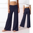 thumbnail image 2 of Kids Yoga Pants Girls Fold Over Low Waisted Wide Leg Sweatpants Blue Yoga Wide Pants For Girl 7-8 Years, 2 of 5