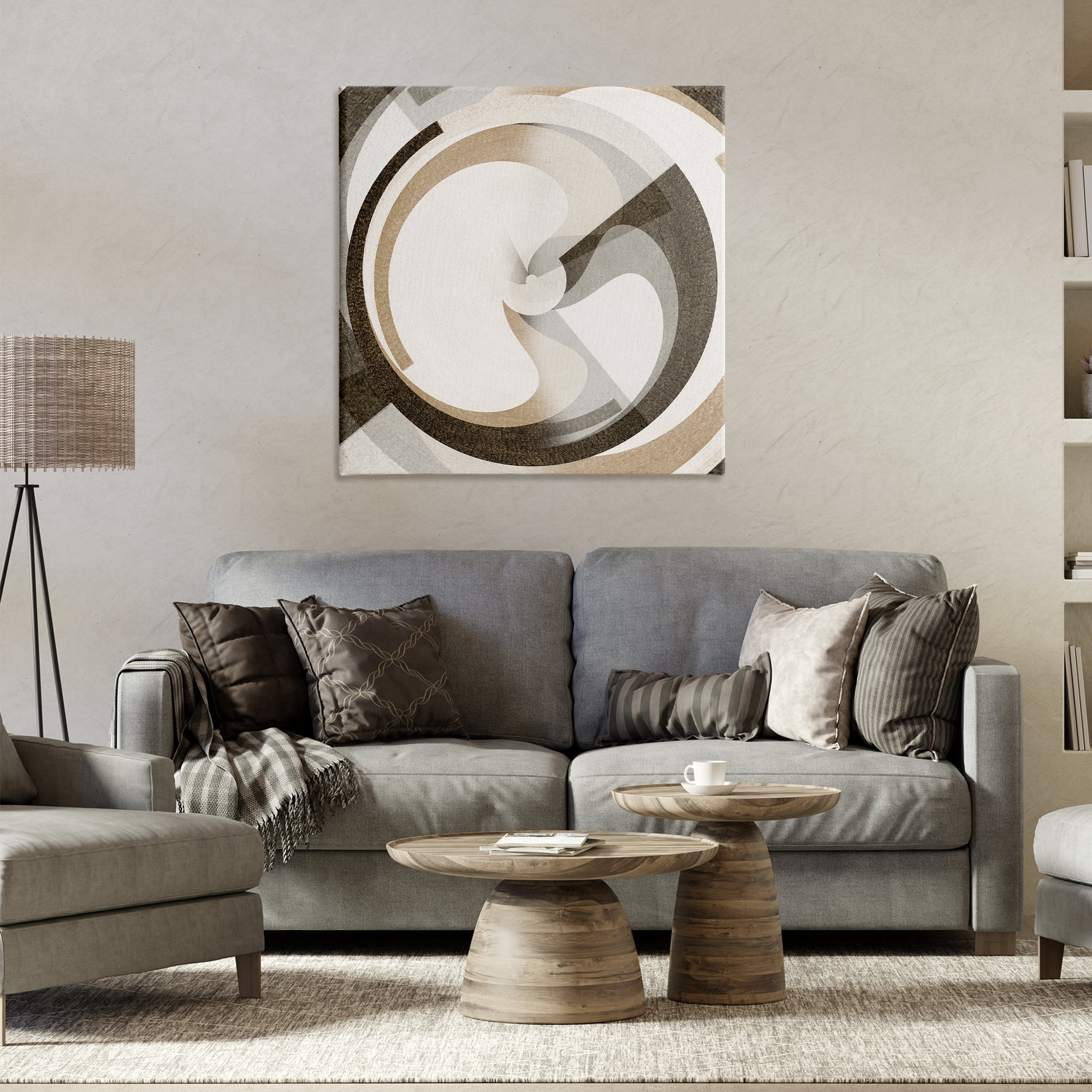 Stupell Industries Neutral Tones Vortex Abstract Painting Wrapped Canvas Art Print Wall Art, 30 x 30