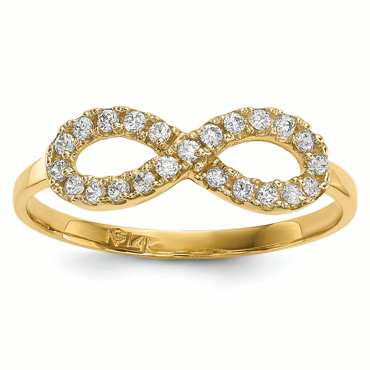 ring women 14k yellow gold 157 mm cz infinity symbol