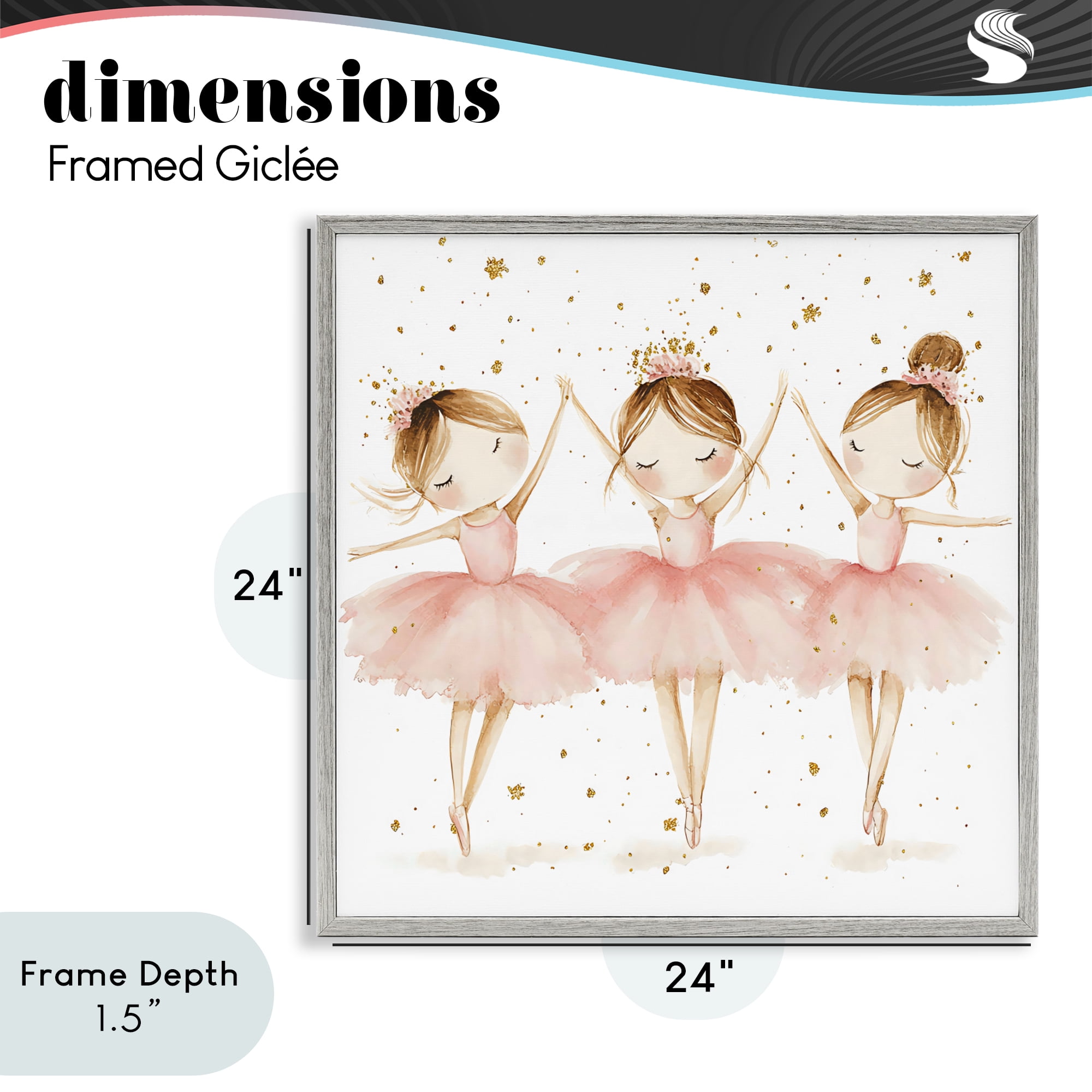 Stupell Industries Trio Of Ballerinas Gray Framed Giclee Art, design by Creative Studio