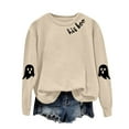 thumbnail image 5 of mgoYE Halloween Tee Shirts for Women Sweatshirts Halloween Ghost Sweatshirt Women - Halloween Graphic Crewneck Tops Casual Sweater(Beige,M), 5 of 5