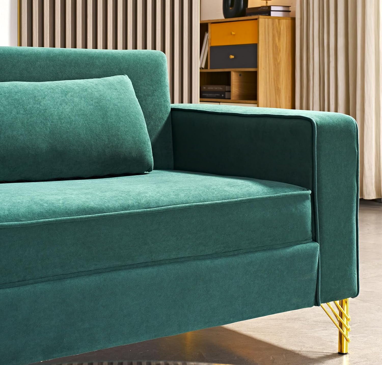 US Pride Furniture Aesthetic Velvet Sofas for Living Room 3 Seater Couch with Classic Modern Appeal and Luxurious Soft Comfort Easy to Maintain 85.8Wx30.7Dx31.5H Green
