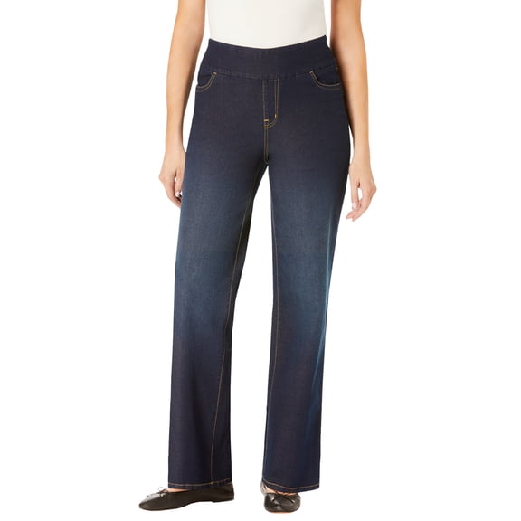 Woman Within Plus Size Flex Pull-On Wide-Leg Denim Jean
