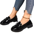 thumbnail image 6 of Miluxas Women's Patent Leather Loafers Flat Low Heel Slip On Pumps Round Toe Fashion Dress Uniform Work Shoes Black 8.5(41), 6 of 9