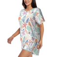 thumbnail image 2 of Rateoe Colorful Seashells Pattern Women's Short-Sleeved Pajama Set - 2 Piece Soft and Lightweight Sleepwear Set-Medium, 2 of 7