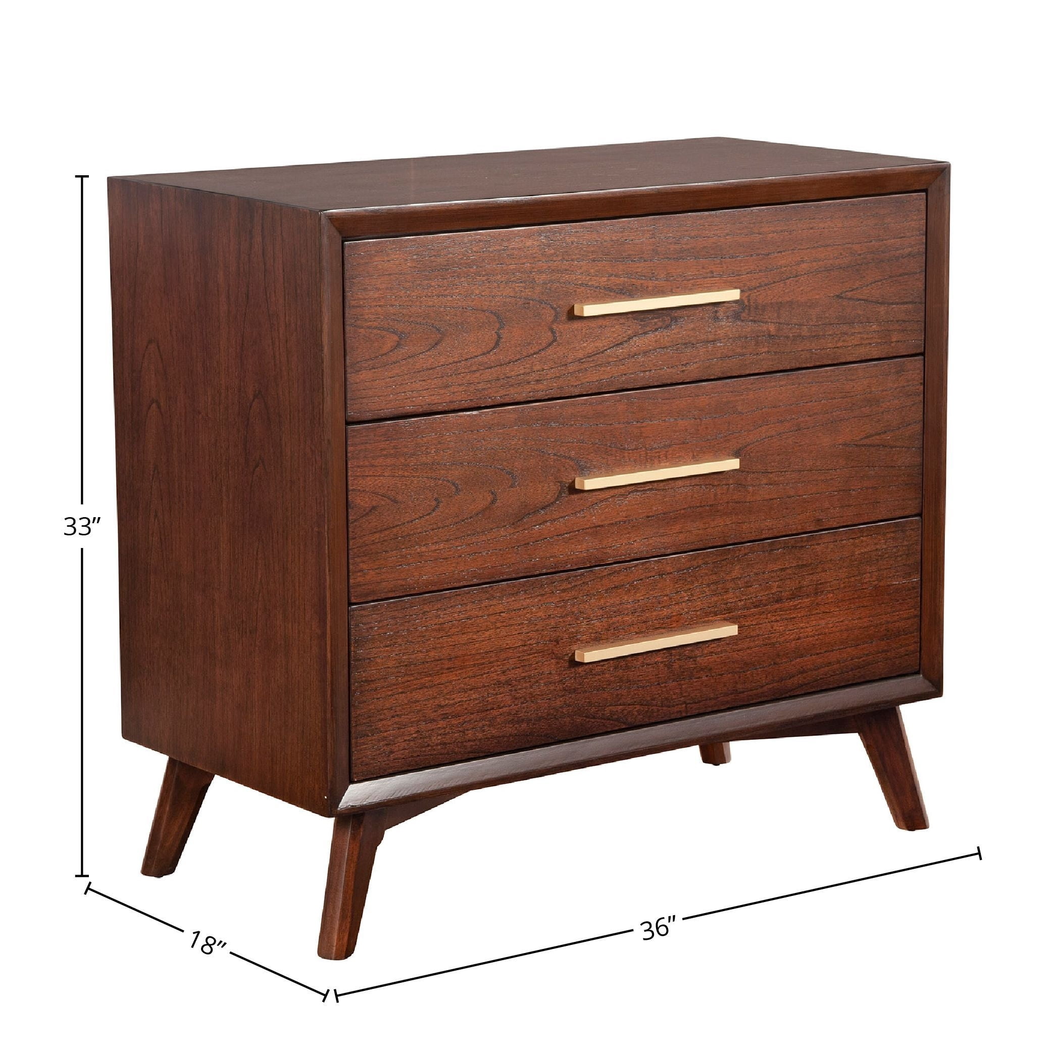 Alpine Furniture Gramercy 3 Drawer Small Wood Chest in Walnut (Brown)