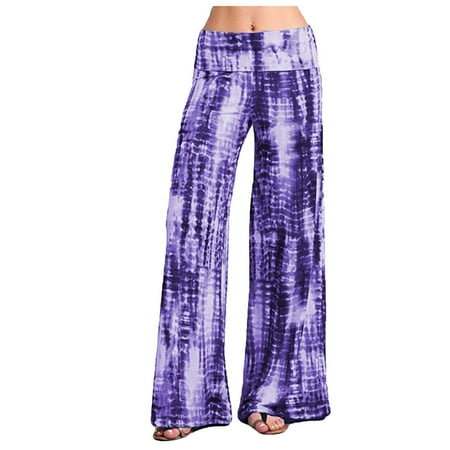 

ketyyh-chn99 Pj Pants Womens Wide Leg Palazzo Lounge Pajama Pants High Waist Tied Belt Beach Boho Loose Yoga Long Trousers