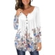 thumbnail image 1 of Puntoco Mujer Casual Camiseta Impreso Manga Larga Cuello Redondo Fruncido Botón Pullover Blusa tops Puntoco Puntoco-6619, 1 of 6