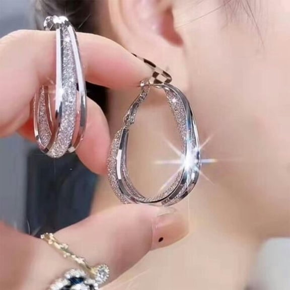QQTDFG Gorgeous 925 Silver Gold Hoop Earrings Women Cubic Zirconia Wedding Jewelry Gift-Silver