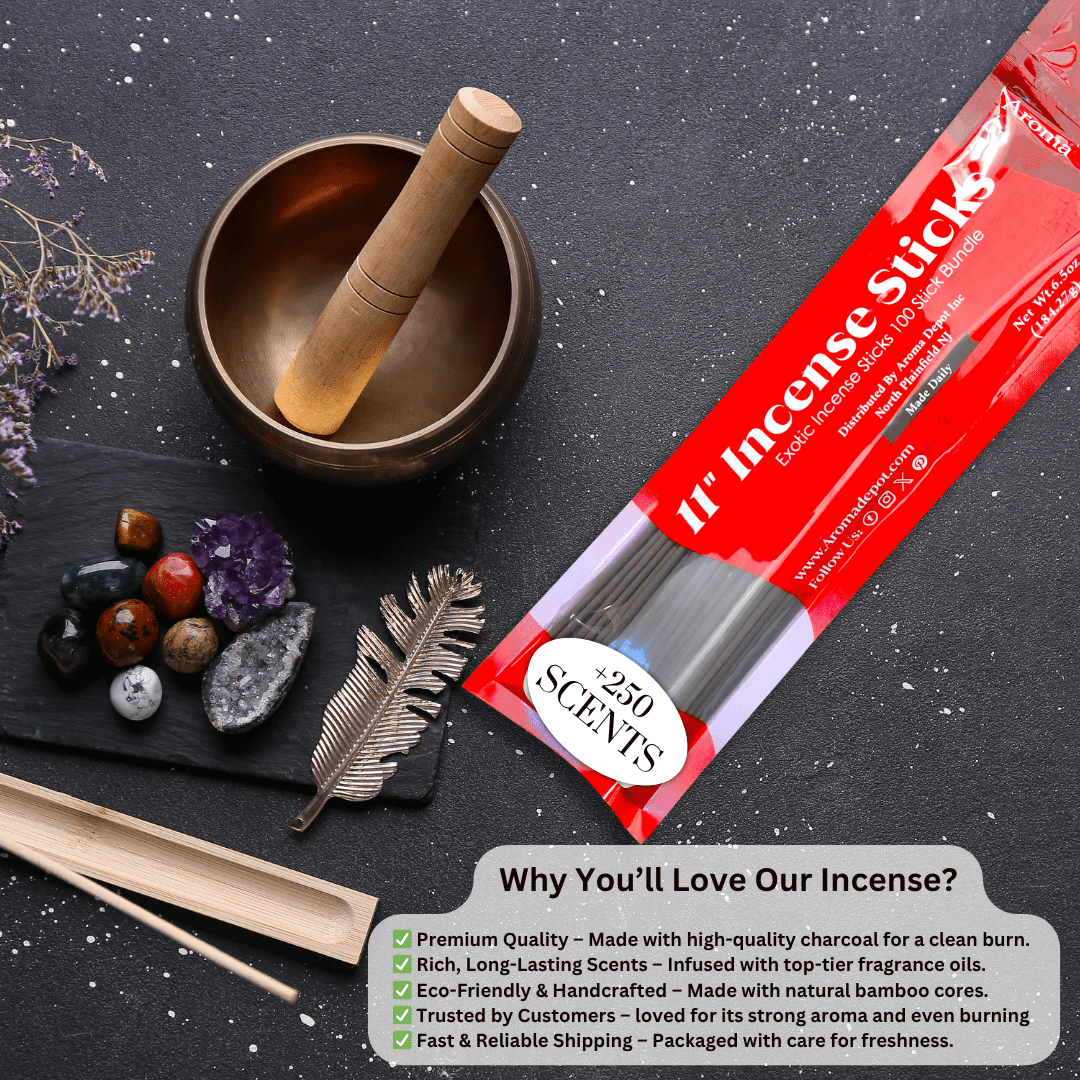 Aroma Depot Incense Sticks Variety Pack 11 inch Assorted Scents Hand-Dipped Charcoal Incense