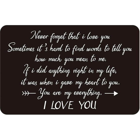 3x2 Inch Engraved Wallet Insert Birthday Gifts for Husband for Boyfriend Romantic Gifts for Him Valentines Day Metal Wallet Card Love Note Never Forget