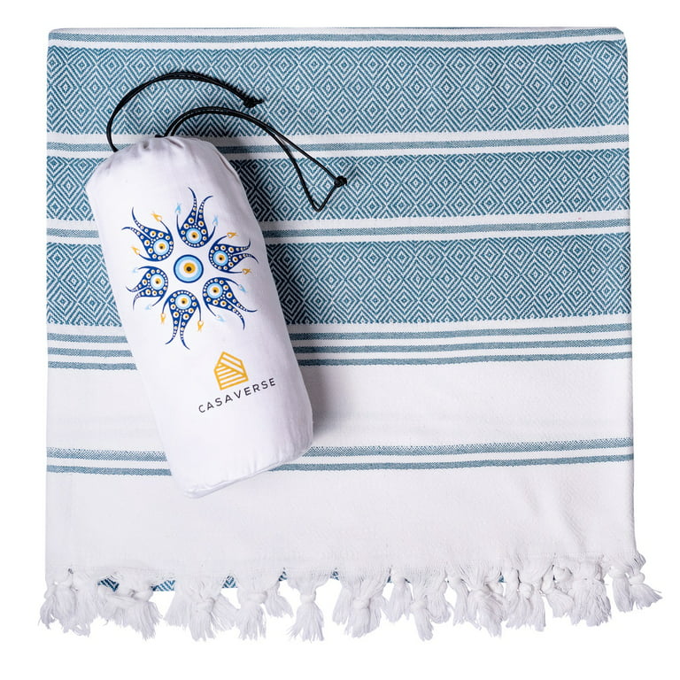 Casaverse Turkish Beach Towel, Turkish Bath Towel Made of 100% Cotton,  Quick Dry Sand Free Beach Towels Oversized, Turkish Towels Sand Light Cloud