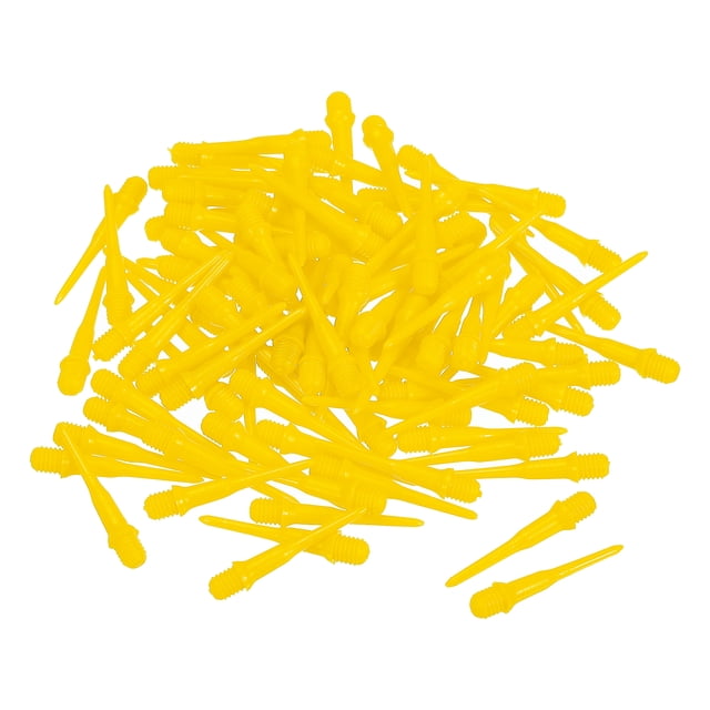 Unique Bargains Plastic Dart Tips, 100 Pack 2BA Thread Soft Dart Tips Dart Accessories, Yellow
