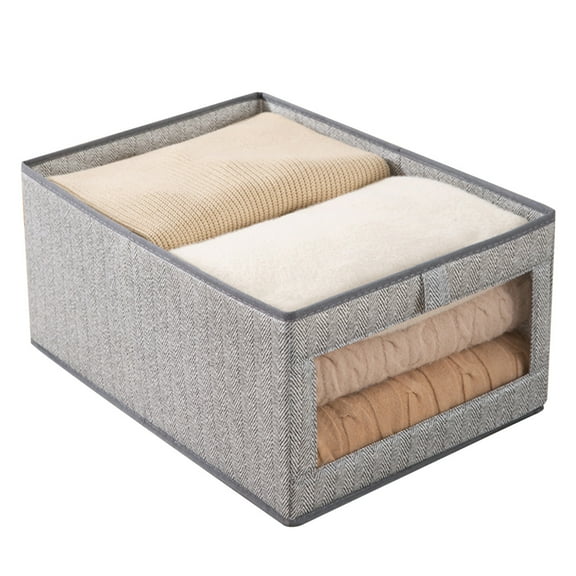 Organizer for Closet, Foldable Wardrobe Clothes Organizer with Handle, Stackable Closet Clothes Drawer Organizer Tshirts with 7 Grids for Leggings, Sweater, Jean, Pants, Grey