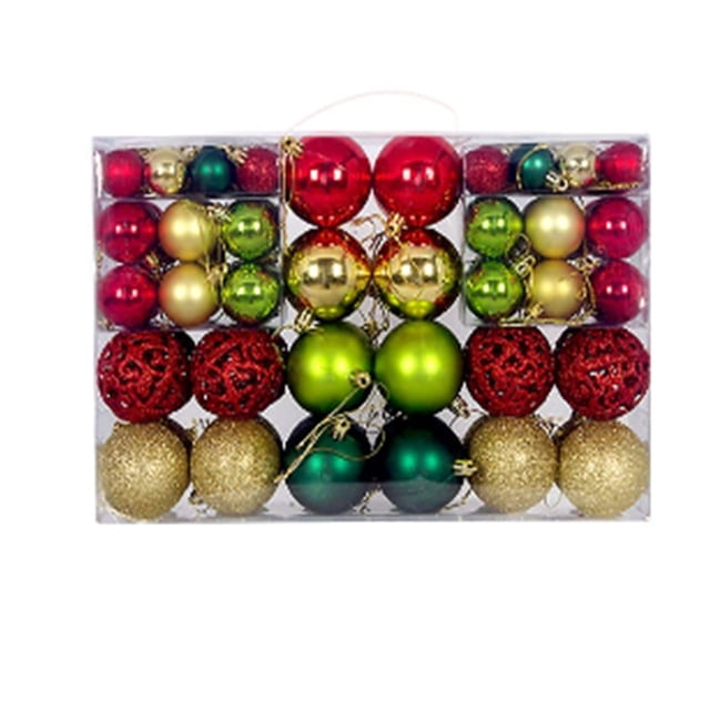 Adornos navideños de plástico inquebrantable en pack de 100 - bolas mate, brillantes y con purpurina de 3-6 cm para decorar el árbol