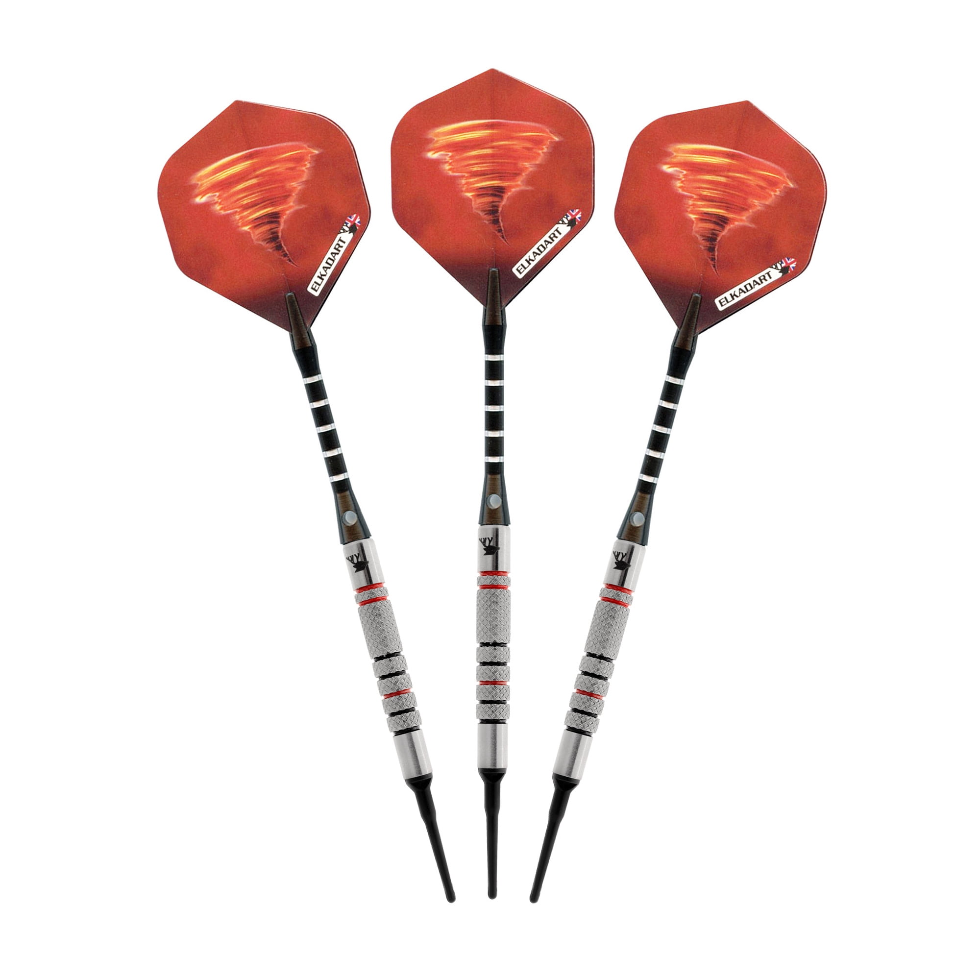 Elkadart Tornado 90% Tungsten Soft Tip Dart Set, Knurled Barrel, 18 Grams