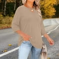 thumbnail image 7 of hotojiny Women Plus Size Tops Stylish Crew Neck 3/4 Sleeve Casual T Shirts Loose Cutout Fashion Flowy Tunic Tees L-5XL, 7 of 7