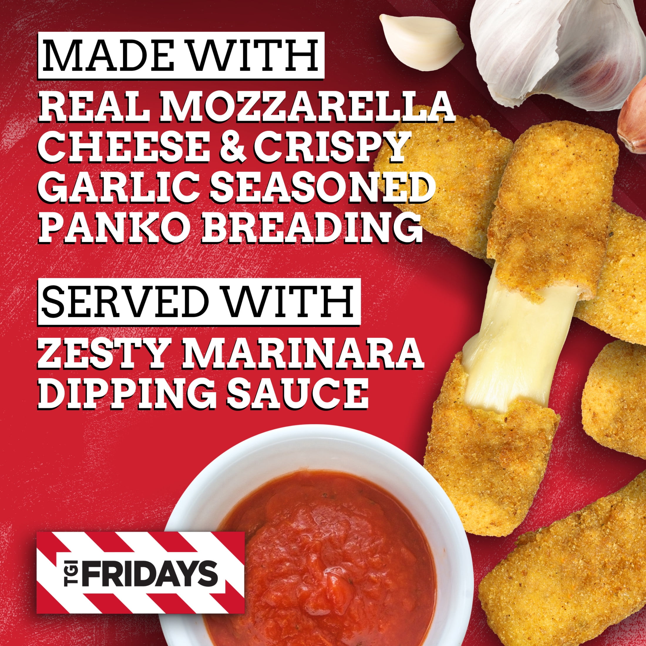 TGI Fridays Mozzarella Sticks Frozen Snacks with Marinara Sauce, 17.4 oz Box