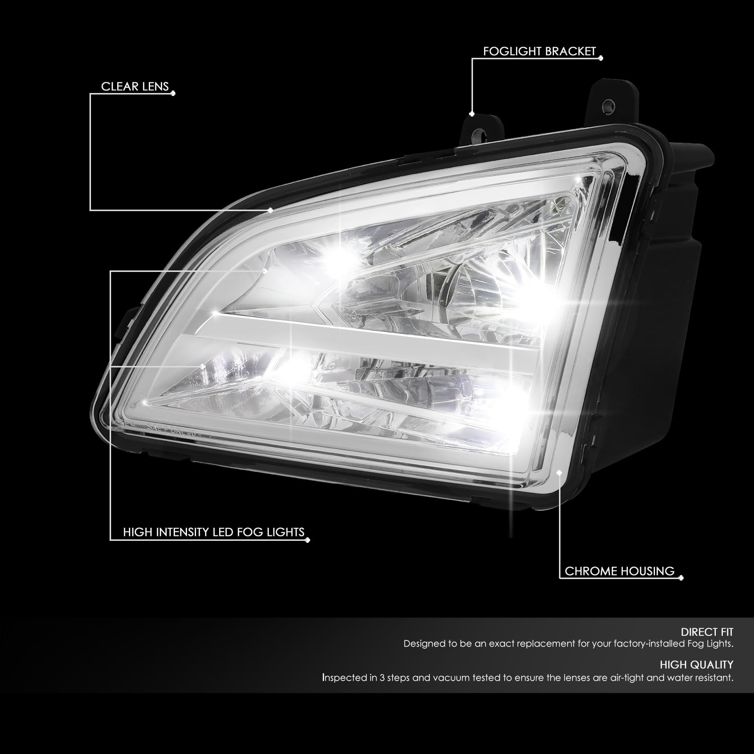 DNA Motoring Chrome Full LED Fog Lights Replacement Kit For 2018-2022 Volvo VNL