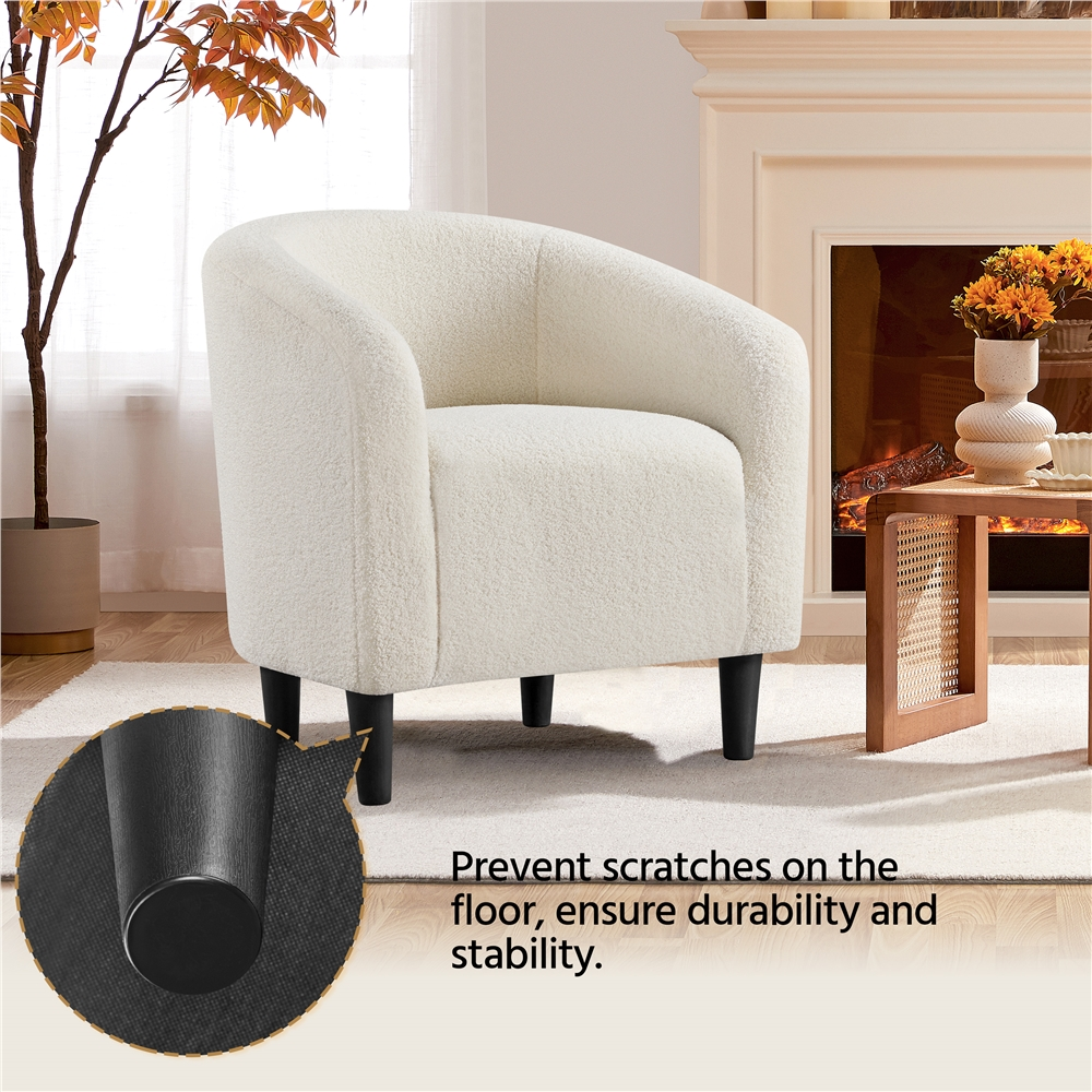 Yaheetech Upholstered Club Chair, Ivory photo 7