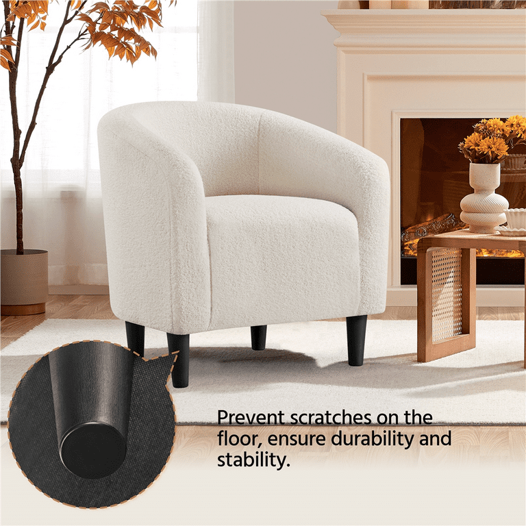 Yaheetech Accent Chair And Ottoman Set, Sherpa Armchair