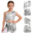 thumbnail image 7 of iiniim Girls Metallic Ballroom Latin Dance Dress Tassel Crop Top and Fringe Skirted Shorts 2 Piece Outfit Silver 16, 7 of 7