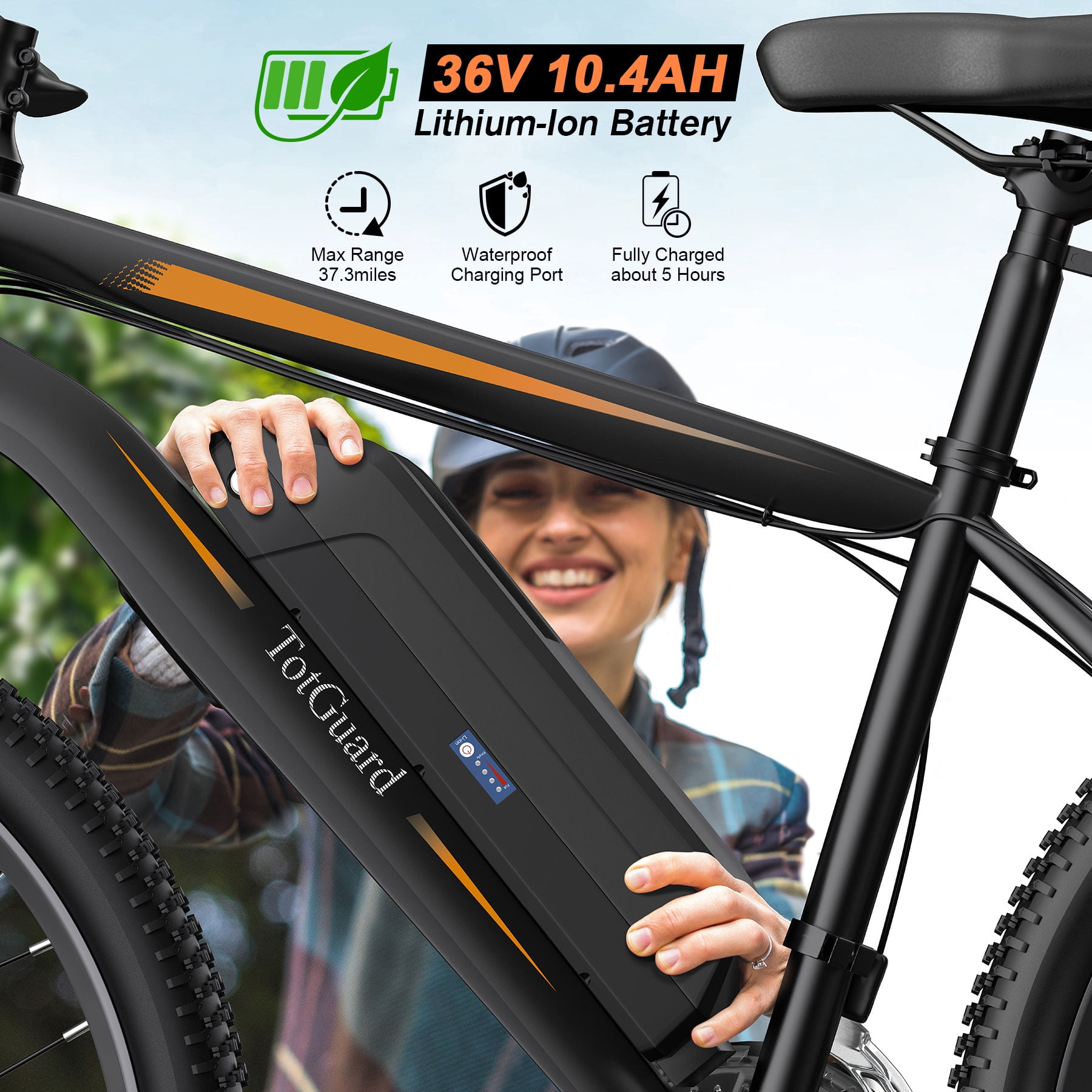 TotGuard Electric Bike for Adults, 26" Ebike 350W Adult Electric Bicycles, Electric Mountain Bike with 36V 10.4Ah Battery, Suspension Fork, Shimano 21 Speed Gears