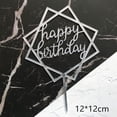 thumbnail image 2 of Langgg Square Happy Birthday Cake Topper Acrylic Insert Cake Card DIY Glitter Cupcake Smash Candle Stick, 2 of 9