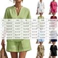 thumbnail image 3 of ZIXKCGDSE Women 2 Piece Linen Short Sets V Neck Pullover Shirt and Shorts Summer Outfits Size L2, 3 of 4