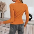 thumbnail image 3 of Resicozy Womens Long Sleeve Turtleneck Sweaters Ribbed Knit Pullover Tops Slim Fit Basic Casual Comfort Soft Solid Color Sweater Orange L, 3 of 4