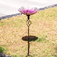 thumbnail image 2 of Birdbath MUMTOP de cristal de 79 cm de altura con estaca de metal, color rosa, 2 of 7