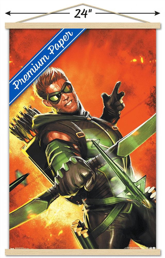 DC Comics - Green Arrow - Explosion Wall Poster with Wooden Magnetic Frame, 22.375" x 34"