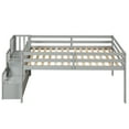 thumbnail image 3 of Gewnee Wood Twin Low Loft Bed with Storage Staircase and Safety Guardrails for Kids,Gray, 3 of 9