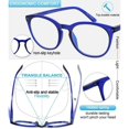 thumbnail image 6 of MARE AZZURO Reading Glasses 2.5 Women Trendy Round Readers 100 125 150 175 200 225 250 275 300 350 400 500 600 (Blue, 2.50) with Spring Hinge, Composite Lens, 6 of 8
