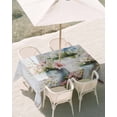 thumbnail image 3 of 60x102 Inch Outdoor Tablecloth with Umbrella Hole Zipper Rectangle Daisies Flowers Rectangular Tablecloths Outside Waterproof Pink Blue Floral Farm Plant Wooden Plank Patio Table Cover for Picnic, 3 of 8