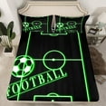 thumbnail image 5 of Erosebridal Soccer Bed Sheets Set Teens Black Green Full Size Sheet Sets, Sports Gaming Sheets Green Football Field Bed Set, Ball Game Flat Sheet Cozy, 5 of 5
