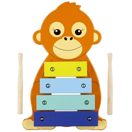 Orange Tree Toys: Xylophone: Orangutan – Wooden Musical Instrument Toy w/ 2 Drumsticks Animal Shaped Developmental Toy Toddler & Kids Ages 3+