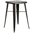 thumbnail image 5 of 23.75'' Square Black-Antique Gold Metal Indoor-Outdoor Bar Table Set with 2 Stools with Backs, 5 of 5