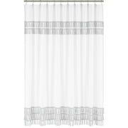 Boho Fringe White and Grey Single Shower Curtain by Sweet Jojo Designs