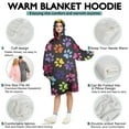 thumbnail image 5 of Colorful Animal Footprints Wearable Oversized Blanket,Wearable Blanket Hoodie for Adults,Cozy Hooded Blankets with Super Pockets,Super Warm Fuzzy Pullover for Women & Men, 5 of 6