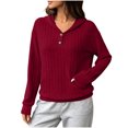 thumbnail image 6 of LEAVINGSUO Fall Tops for Women 2026 Casual Long Sleeve Button Thin Version With Pockets Hooded Collar Coat Wine M, 6 of 9