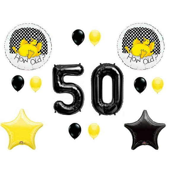 How Old? 50th Birthday party balloons decorations Duck Over The Hill Fifty