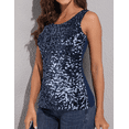 thumbnail image 7 of PrettyGuide Women Shimmer Glam Sequin Embellished Sparkle Tank Top Vest Tops Navy, X-Large, 7 of 7