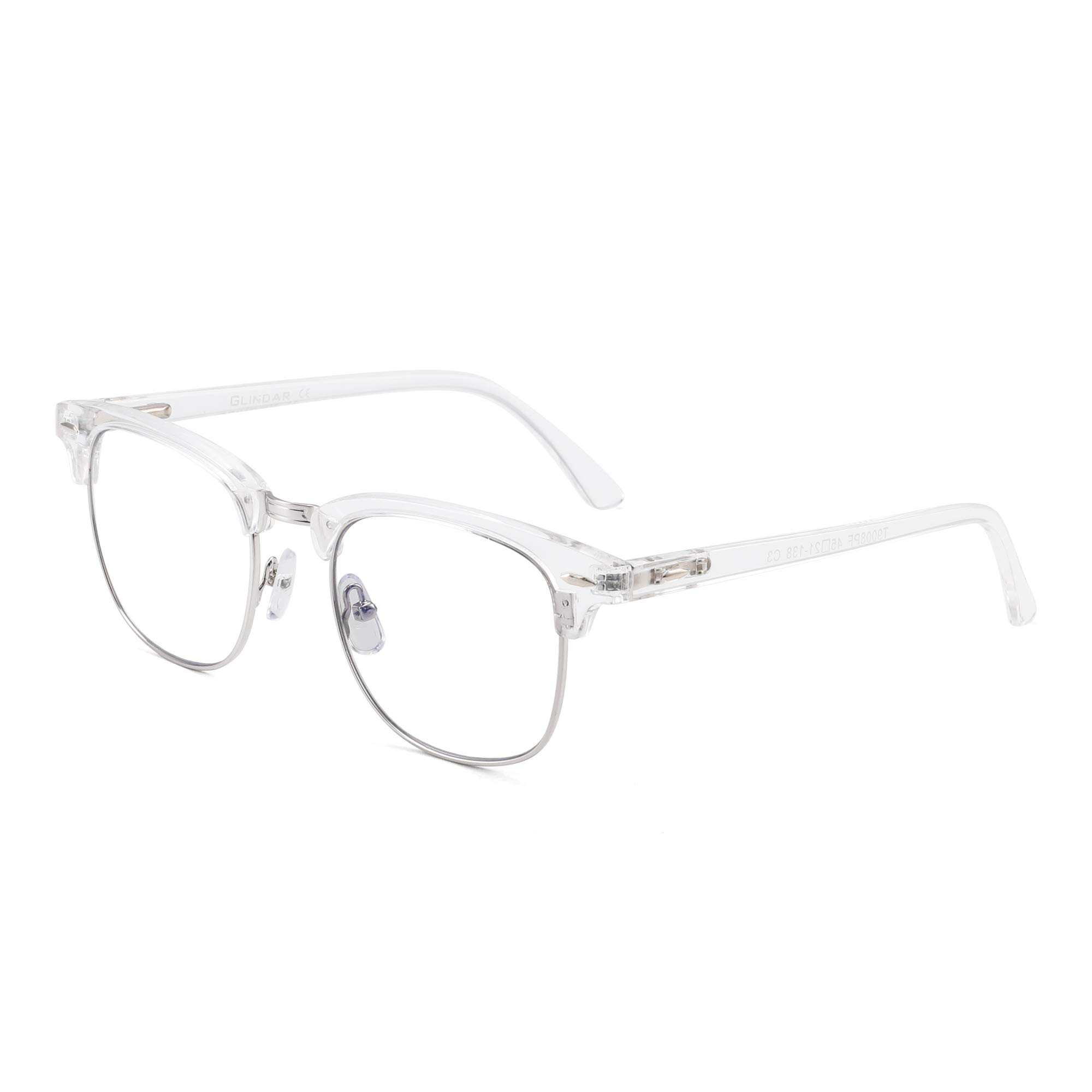 GLINDAR Blue Light Blocking Computer Eyeglasses Semirimless Clear