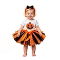 thumbnail image 3 of CAIXIA Baby Girl Halloween Outfit Short Sleeve Bodysuit Orange Tutu Skirt 3-Piece Handmade Outfit, 3 of 6