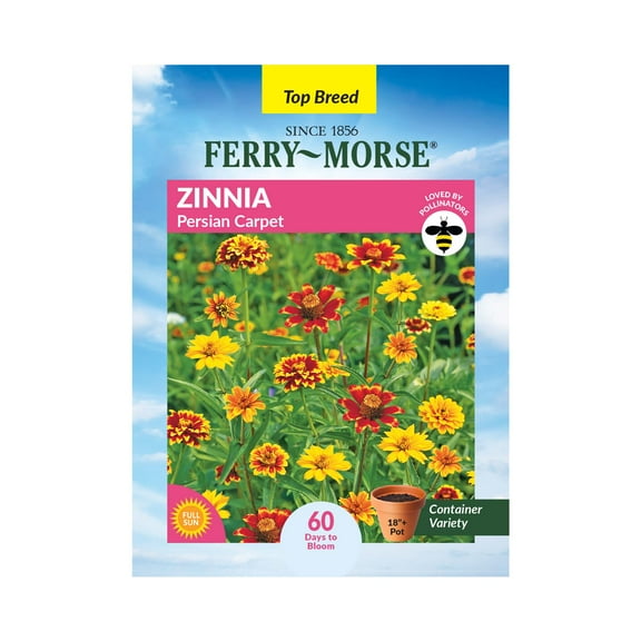 Ferry-Morse 400MG Zinnia Persian Carpet Annual Flower Seeds, Full Sun