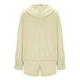 thumbnail image 3 of Cotton 2 Piece Sweatsuits Short Sets Womens Full Zip Hoodie Jacket and Shorts with Pockets Sports Outfits (L, Beige), 3 of 7