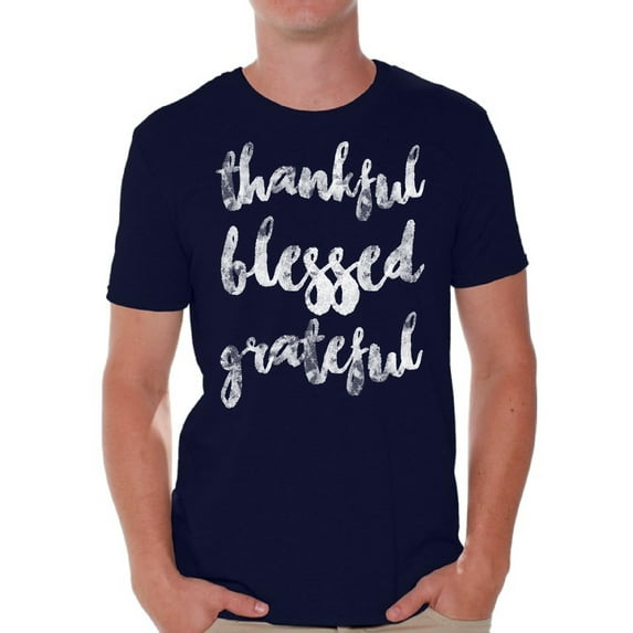Awkward Styles Thanksgiving T-Shirt Thankful Blessed Grateful Shirts for Men