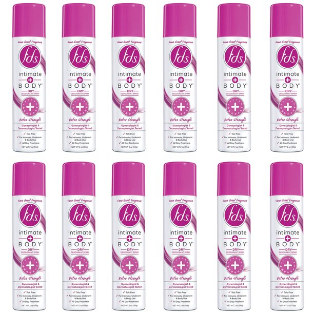 (12 Pack) FDS Intimate Deodorant Spray All Day Freshness, Extra