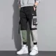 thumbnail image 2 of Pantalones cargo para hombre, negros, empalmados, para trekking, para hombre, estilo emo, de nailon, de diseñador callejero, estilo harén, de gran tamaño, estilo vintage, holgados, informales, a la mo, 2 of 4
